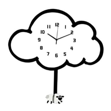 Imagem de IEUDNS Relógio de parede em nuvem, silencioso, bonito, elegante, decorativo, ornamento de parede para sala de jantar, cozinha, escritório, quarto infantil, com Pêndulo