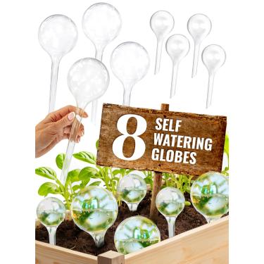 Imagem de GARDENBRO Conjunto de 8 globos de irrigação de plantas de plástico - Conjunto de irrigador automático de plantas para irrigação interna e externa - Sistema de inserção de plantador autoirrigável (4