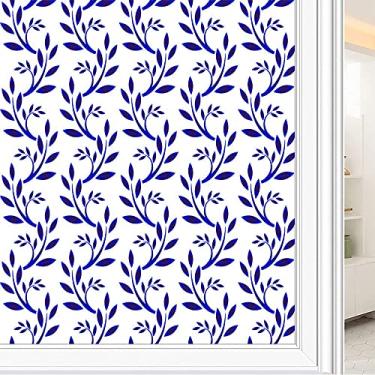 Imagem de Película de janela de privacidade de flores, textura de estilo floral, filme de vidro para sala de estar e escritório em casa, L90 x C 190 cm