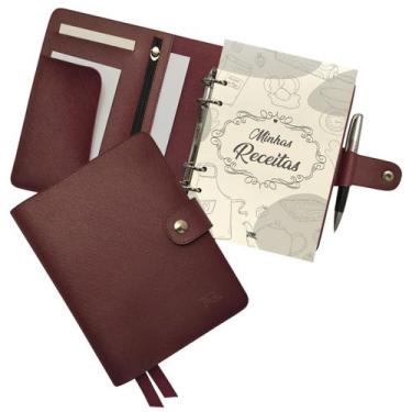 Imagem de Agenda Minhas Receitas 195-R Personalizada Raffai Couros, Marsala