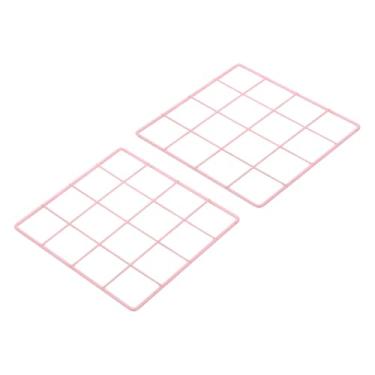 Imagem de PATIKIL Painel de grade de arame de 20,3 x 20,3 cm, pacote com 2 quadros de fotos, fotos, painéis de grade, organizador de pendurar na parede, painel decorativo para casa, escritório, casamento, rosa
