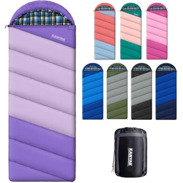 Imagem de Sacos de dormir para adultos, adolescentes, clima frio e quente, 3-4 estações, saco de dormir com forro de flanela de algodão, equipamento essencial de acampamento leve e compacto, caminhadas