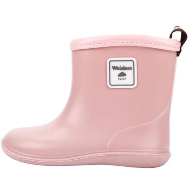 Imagem de Botas de chuva infantis para meninos e meninas, botas de borracha à prova d'água, leves, galochas unissex para bebês, rosa, 9 Toddler