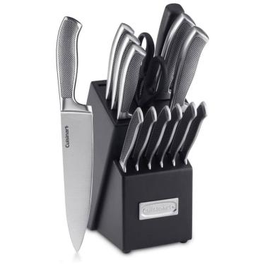 Imagem de Conjunto de Facas em Aço Inoxidável com Bloco de Bancada, 15 Peças, CUISINART C77SS 15P, Preto