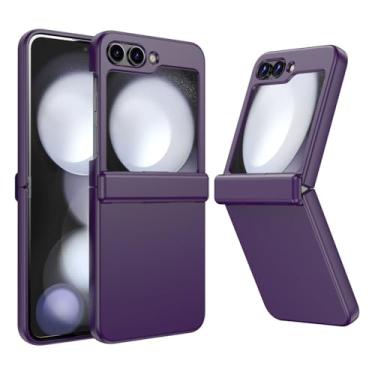 Imagem de Para samsung zflip5 moda dobradiça pura caso de telefone para samsung galaxy z flip 5 lente proteção híbrida capa traseira, roxo, para sam z flip 5