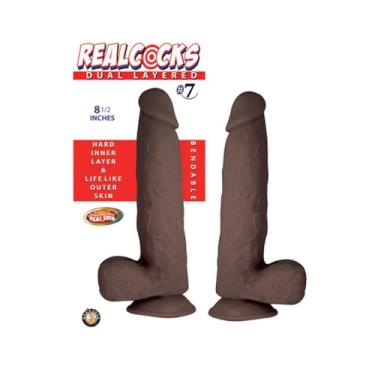 Imagem de Vibrador Realista Realcocks De Camada Dupla #7 - Marrom Escuro