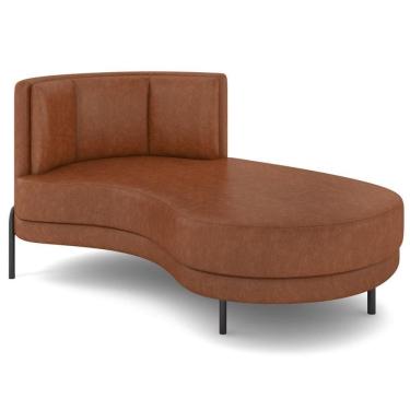 Imagem de Chaise Longue Divã 164cm Braço Esquerdo Logus D06 Sintético Marrom - Mpozenato