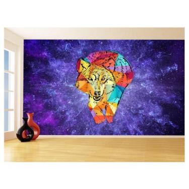 Imagem de Papel De Parede Animais Pop Art Lobo Colorido 3,5M Pxa618 - Você Decor