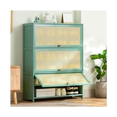 Imagem de Armário de sapatos - Armário de armazenamento de sapatos multicamadas, organizador de sapatos de pé livre com portas dobráveis, para entrada de quarto, corredor de armário, organizador de