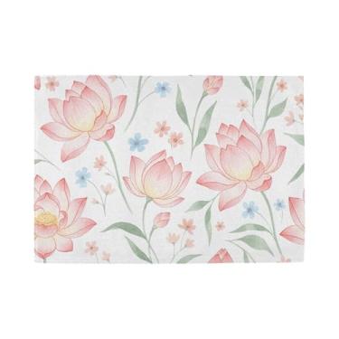 Imagem de Burbuja Conjunto de 4 jogos americanos de lótus, tapetes de mesa laváveis antiderrapantes, resistentes ao calor, para cozinha, mesa de jantar, ambientes internos e externos