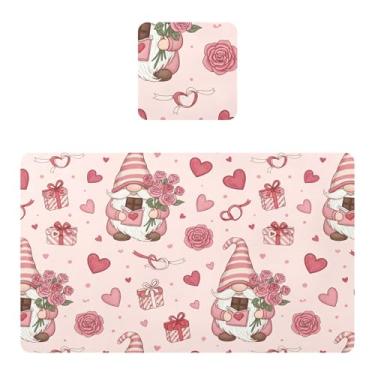 Imagem de Burbuja Jogo americano Valentine Gnomos, conjunto de 4 para mesa de jantar, tapetes de mesa de cozinha antiderrapantes resistentes ao calor, fáceis de limpar, 30 x 45 cm