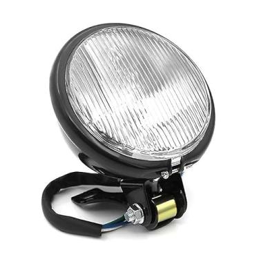 Imagem de Farol Universal de Moto Metal Retrô 35W 12V com Suporte Vintage Prateado Eletrofornecido Super Brilhante Alta Durabilidade