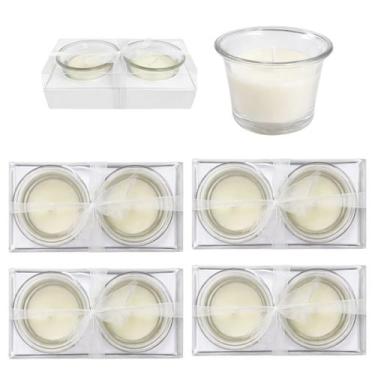 Imagem de Kit 8 Velas com Castiçal Vidro Decoração Ambiente - Riodeouro, Branco