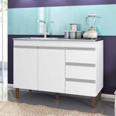 Imagem de Balcao Cozinha Karen 120cm com 2 Portas e 3 Gavetas Peternella Moveis