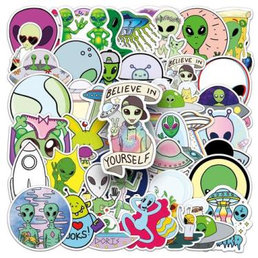 Imagem de Pacote de adesivos Alien UFO 50 unidades à prova d'água para laptop - 