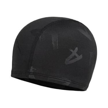 Imagem de Touca De Natação De Spandex Com Estampa De Pele De Tubarão Preta Para 