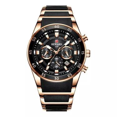 Imagem de Relógio Masculino Reward 81011 Aço Inoxidável Ouro com Pulseira em Aço Inox Elashopp