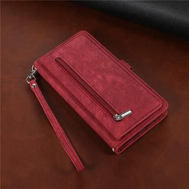 Imagem de Capa de telefone de couro flip longo cordão para Samsung Galaxy A13 A23 A33 A53 A12 A22 A32 A52 S A51 A71 Zíper Carteira Multi Card Cover, vermelho, para Samsung A51 (5G)