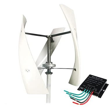 Imagem de Gerador de turbina eólica ao ar livre de alta potência de alta potência, 48V Luz e fácil de montar turbina eólica vertical com ferramentas de acessórios para montagem (White, MPPT Controller),12v