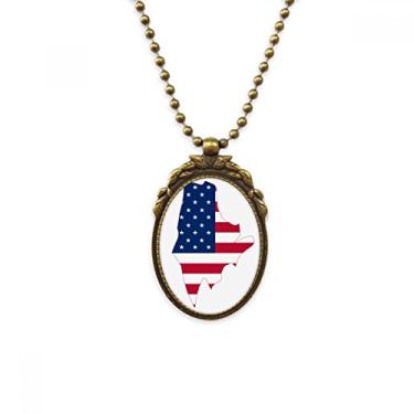 Imagem de DIYthinker Maine USA Mapa Estrelas Listras Bandeira Formato Colar Antigo Pingente Pingente Pingente de Miçanga Vintage