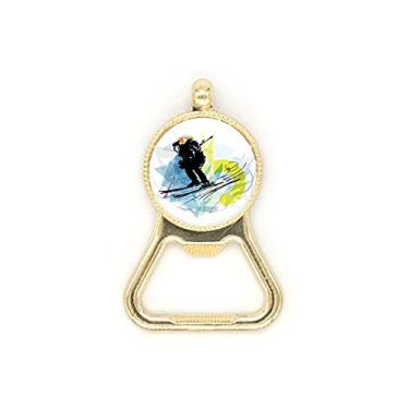 Imagem de Chaveiro de aço inoxidável para atletas esportivos, esqui, aquarela, esboço, cerveja, abridor de tampas, chaveiros