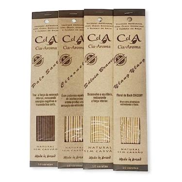 Imagem de Kit 4 Incensos Naturais Florais Óleos Essenciais Palo Santo, Citronela, Sálvia Branca e Ylang Ylang