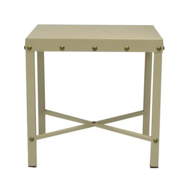 Imagem de Mesa Lateral Vegas Bege com detalhes de Tachas Douradas