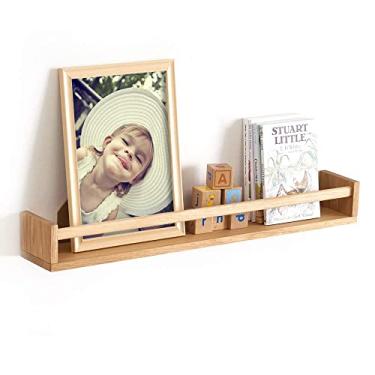 Imagem de Prateleiras flutuantes de carvalho para berçário de 69,8 cm, prateleira de madeira para quarto, sala de estar, cozinha, suporte para temperos