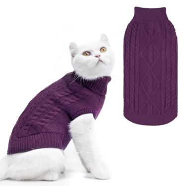 Imagem de PUPTECK Casaco de inverno para gatos – Roupas macias e quentes para clima frio, malha para gatinhos e cães pequenos, uso interno e externo, tricotado clássico para cachorros, gatinhos, meninas,