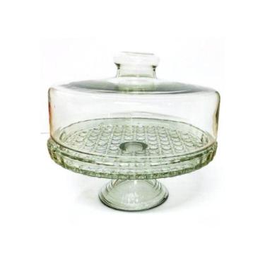 Imagem de Boleira Vidro Prato Para Bolo com Pedestal Base Decorada Colonial Gran