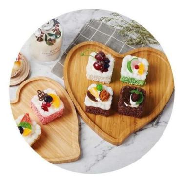 Imagem de Prato Bandeja Madeira Coração Petisqueira Tábua Servir Frios - Imporie