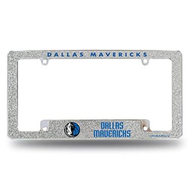 Imagem de Rico Industries Moldura de placa de licença NBA Dallas Mavericks cromada toda a parte automotiva Bling moldura de placa de licença 30,48 x 15,24 cm cromada para carro/caminhão/UV