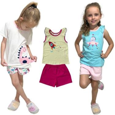 Imagem de 3 Pijamas Verão Menina 100% Algodão Premium 1 ao 10 anos - Minhoquéce,