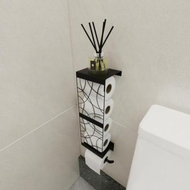 Imagem de Porta Papel Higiênico Industrial Preto Fosco Apoio P Celular - Belo La