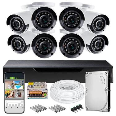 Imagem de Kit cftv 08 canais 08 cameras 1080p 3.6mm hd500gb - POLICFTV