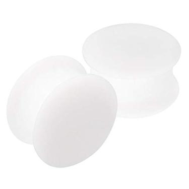 Imagem de BanaVega 2 peças de silicone branco duplo alargado selim exclusivo alargador de orelha alargador plugue lóbulo brinco piercing joias Veja mais tamanhos, Silicone