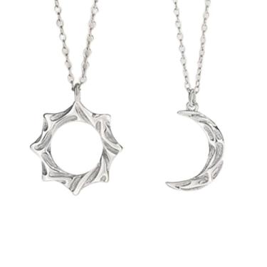 Imagem de JczR.Y Colar de sol e lua para casais combinando amizade colar estrela do norte colar pingente prata melhor amigo melhor amigo colar para 2 joias delicadas para amantes de aniversário conjunto de 2