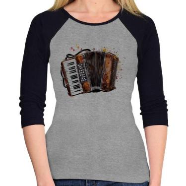 Imagem de Baby Look Raglan Acordeon Sanfona Manga 3/4 - Foca na Moda, Cinza, Pre