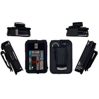 Imagem de Capa de couro premium com protetor de tela e clipe de cinto rotativo (cordão de pescoço) para bomba de insulina Tandem Diabetes Care T: Slim X2 (todos os modelos) (preto)