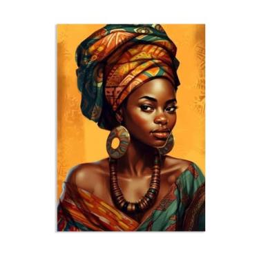 Imagem de SDYJ6GSW Pintura em tela de arte abstrata de mulher africana, pôsteres e impressões de arte de parede para decoração de sala de estar, pôster de 55 x 40 cm (22 x 16 pol)