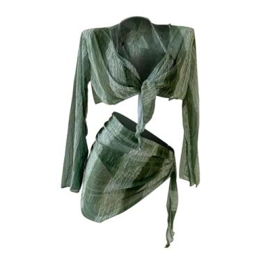 Imagem de Fiocias Biquíni feminino Conjunto de roupas de banho de maiô de maiô para piscina de natação Festa de férias de spa de viagens, S