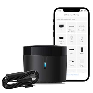 Imagem de BroadLink Conjunto de cabos RM4 mini controle remoto inteligente e sensor RM4 Mini S (apenas Wi-Fi de 2,4 GHz), hub de controle remoto IR universal com cabo USB de monitor de temperatura e umidade,