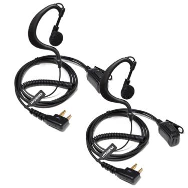 Imagem de HYSHIKRA Fone de ouvido em forma de G para Midland Walkie Talkies com microfone PTT para Midland LXT500VP3 GXT1050VP4 GXT1000XB Icom IC-V8 V80 V80E V82 V85 F4026 F3G F4G (pacote com 2)