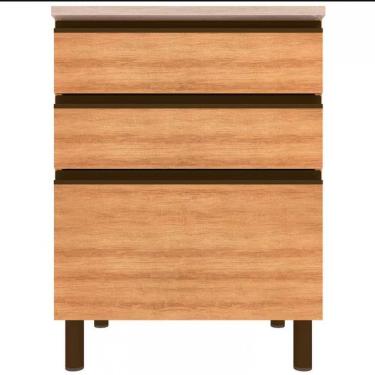 Imagem de Balcão Bartira Cristal Mdp 15mm Com 3 Gavetas Lâmina Mel