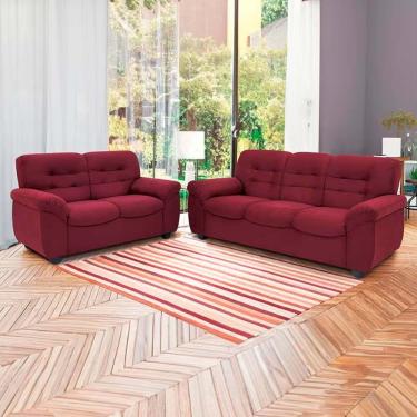 Imagem de Sofá De 3 E 2 Lugares Stillus Ii Em Tecido Suede Linoforte Vermelho Carmin