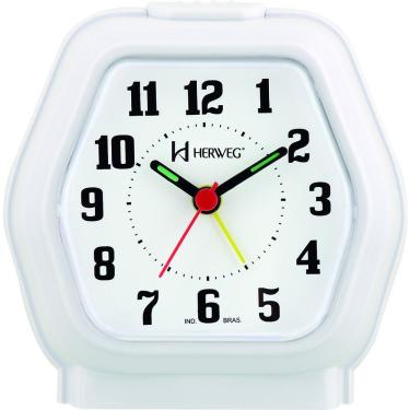 Imagem de Relógio Despertador Quartz Cabeceira Alarme Luz Branco - Branco