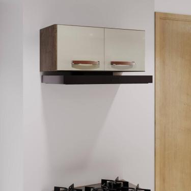 Imagem de Armário Aéreo Modulado Para Geladeira Fidelitá Lisboa 70cm 2 Portas Noce/Off-White