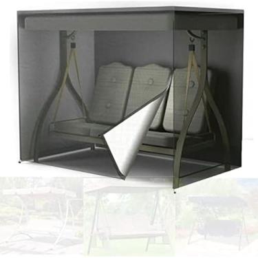 Imagem de Capa De Balanço De Jardim 3 Lugares à Prova D'água 2 Lugares Capa De Assento De Balanço Capa De Cadeira De Balanço à Prova De Poeira Proteção Solar Com 2, Black, 220 * 145 * 170CM