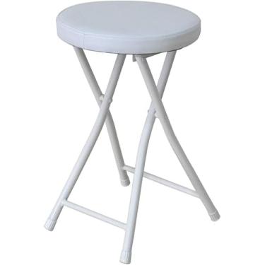 Imagem de Cadeira Alta Dobrável Acolchoada Redonda Café Da Manhã Bar Stool Móveis Cadeira Alta Compacta, White, white-49cm