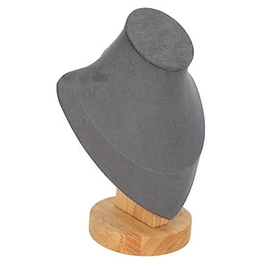 Imagem de Ejoyous Porta-Joias de Exposição, 20,5cm/8in Flanela Couro PU Suporte para Exibição de Joias Bustos de Manequim para Loja de Varejo (Cinza)